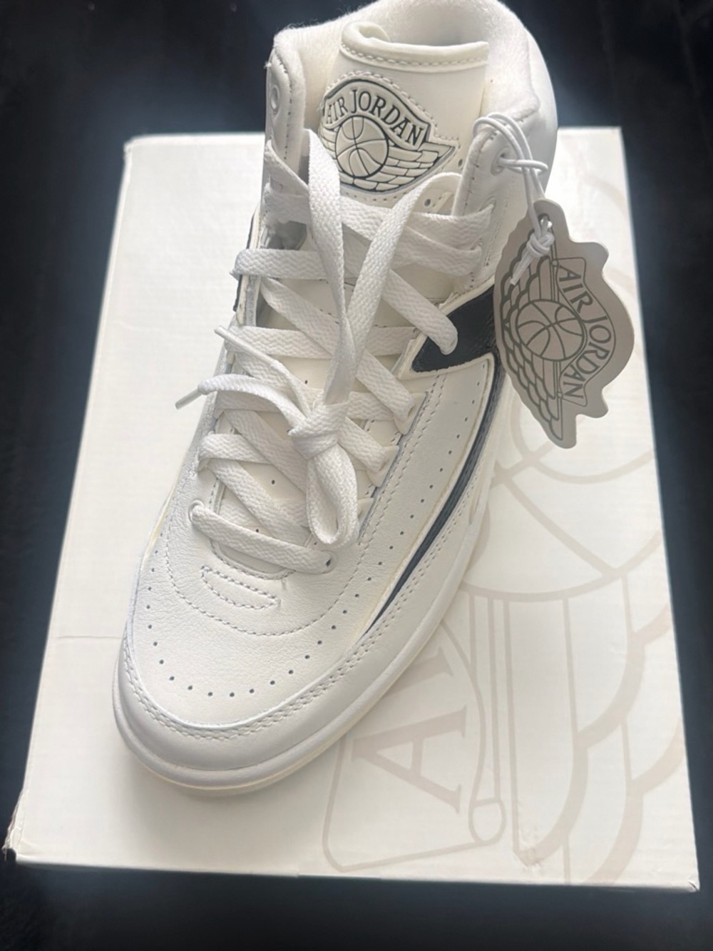 Jordan Women’s White and Navy High-Top Sneaker